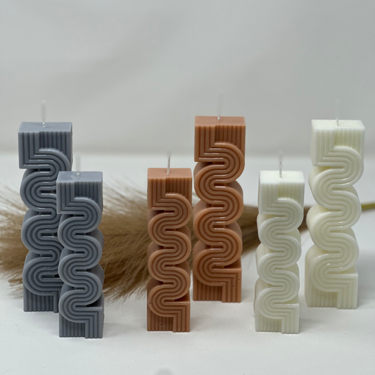 Ribbed Pillar Candle Set